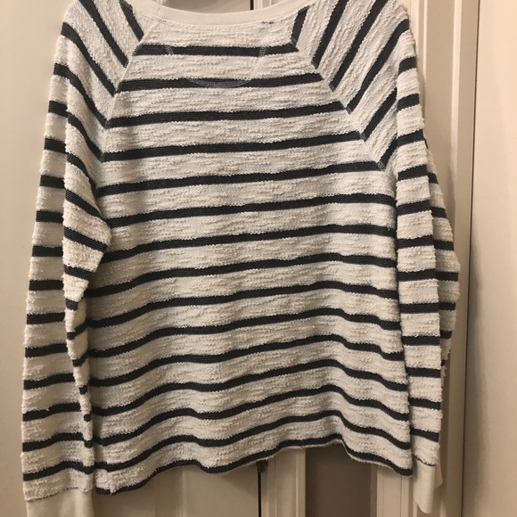Merona Beige and navy stripe sweatshirt. - Picture 2 of 4